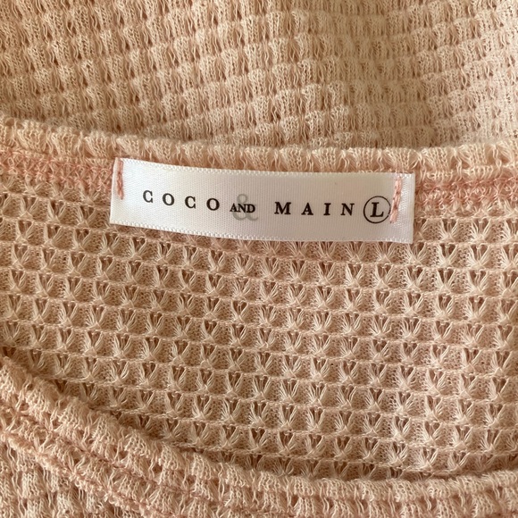 Coco and Main Blush Waffle Chiffon-Trim Tunic Large - Picture 4 of 5